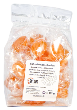 SALZBONBONS AUS HIMALAYA-KRISTALLSALZ-SOLE - ORANGE 100g