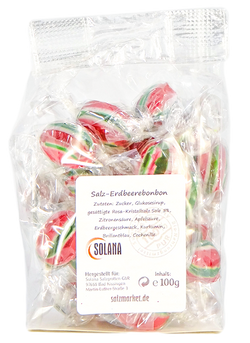 SALZBONBONS AUS HIMALAYA-KRISTALLSALZ-SOLE - ERDBEERE  100g