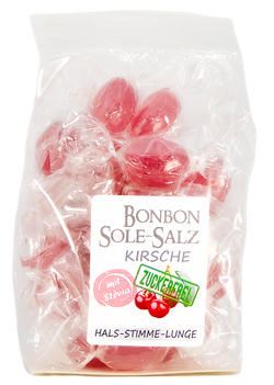 ZUCKERFREIE SALZBONBONS MIT ROSA-KRISTALLSALZ-SOLE - KIRSCHE  100g