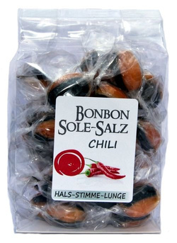 SALZBONBONS AUS HIMALAYA-KRISTALLSALZ-SOLE - CHILI   100g