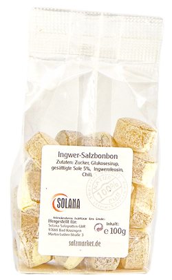 KRISTALL SALINENBONBONS AUS NATURSOLE - INGWER  100g