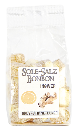 KRISTALL SALINENBONBONS AUS NATURSOLE - INGWER  100g