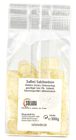 KRISTALL SALINENBONBONS AUS NATURSOLE - SALBEI  100g