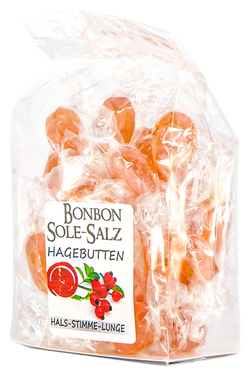 SALZBONBONS AUS ROSA KRISTALLSALZ-SOLE - HAGEBUTTEN 100g