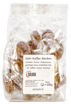 SALZBONBONS AUS HIMALAYA-KRISTALLSALZ-SOLE - KAFFEE   100g