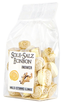 KRISTALL SALINENBONBONS AUS NATURSOLE - INGWER  100g